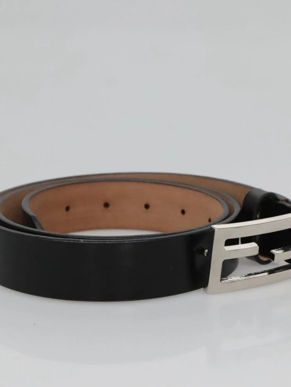 FENDI Belt Leather 41.3" Black Auth sw412 - Picture 3 of 11